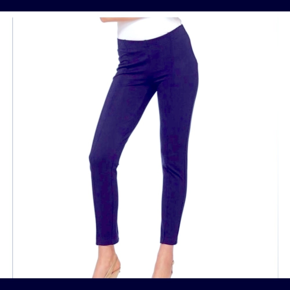 LILLY PULITZER Travel Pant Stretch Ponte Pintuck Leggings Midnight Navy Size M